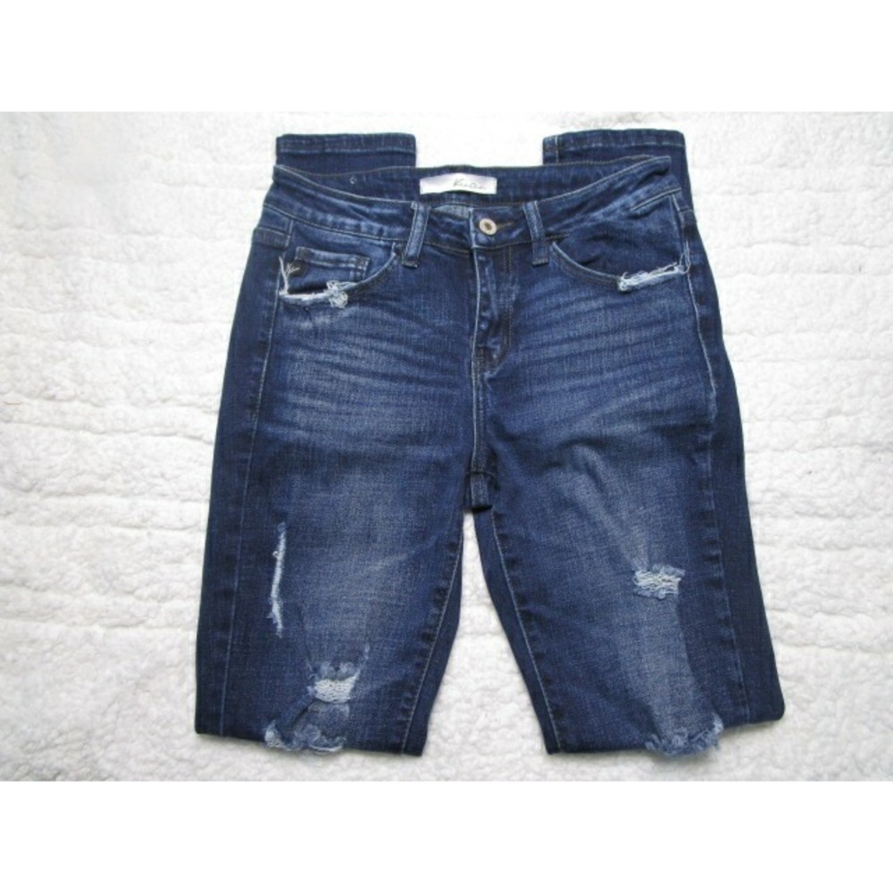 Kancan Jeans Womens Jeans Size 27 VBK1258R Dark Wash Mid Rise Distressed